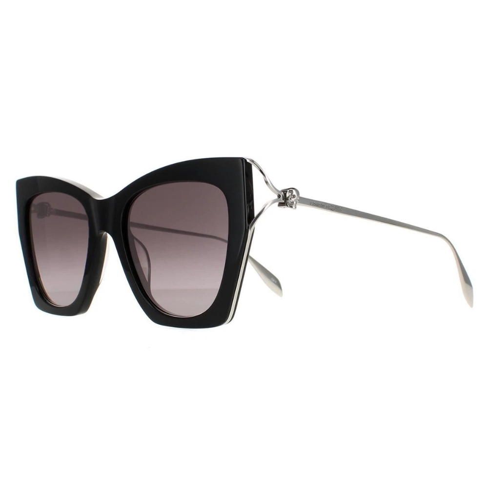 New In Case w/ Dust Cloth- Alexander Mcqueen Black Sunglasses With Silver Skull